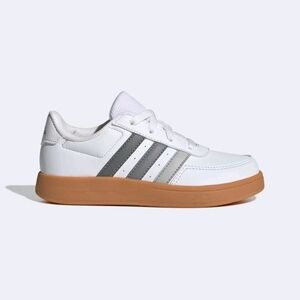 Youth/Womens Adidas Breaknet 2.0 White and Gray Sneakers with Tan Sole Y 7 W 8.5